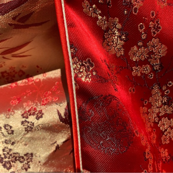 Vintage Cheongsam Qipao, maxi-dress, red, gold, black embroidery - Picture 7 of 9